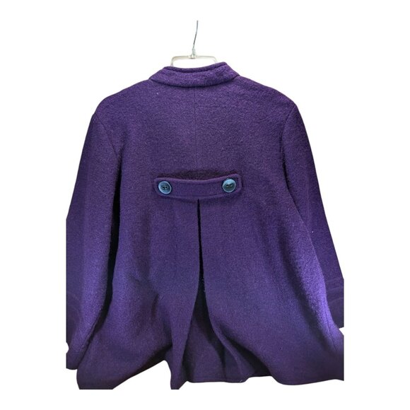Ruby Rd. Wool Coat Women M Jacket Coat Purple Black Button Accent Pleat Back - Picture 8 of 11